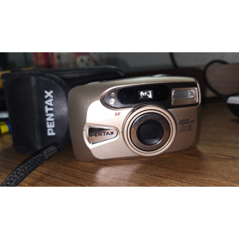 Pentax IQZoom 140M 35mm Point & Shoot Film Camera Tested W/ Case Strap 80's
